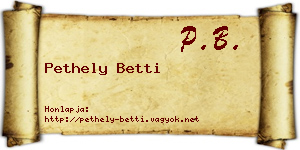 Pethely Betti névjegykártya